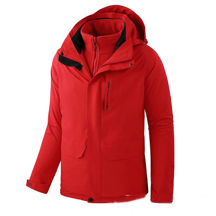 3 in 1 Ski Jacket Waterproof Winter Jacket Windproof Hooded with Inner Warm Fleece Coat