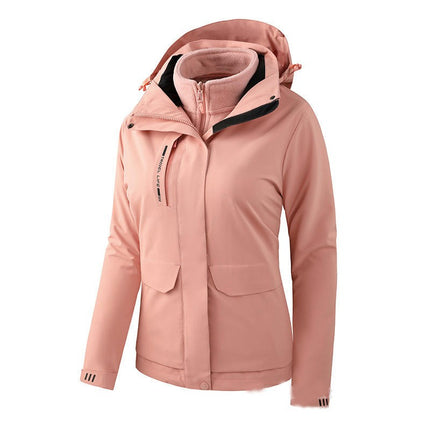 3 in 1 Ski Jacket Waterproof Winter Jacket Windproof Hooded with Inner Warm Fleece Coat