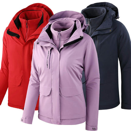 3 in 1 Ski Jacket Waterproof Winter Jacket Windproof Hooded with Inner Warm Fleece Coat