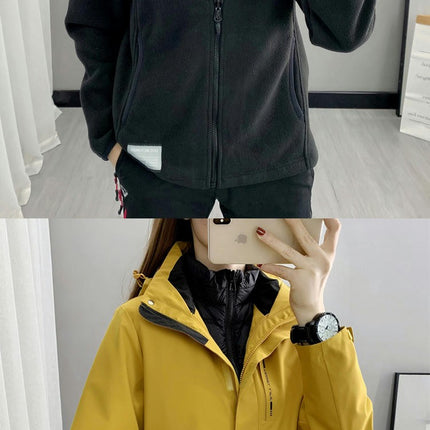 3 in 1 Ski Jacket Waterproof Winter Jacket Windproof Hooded with Inner Warm Fleece Coat