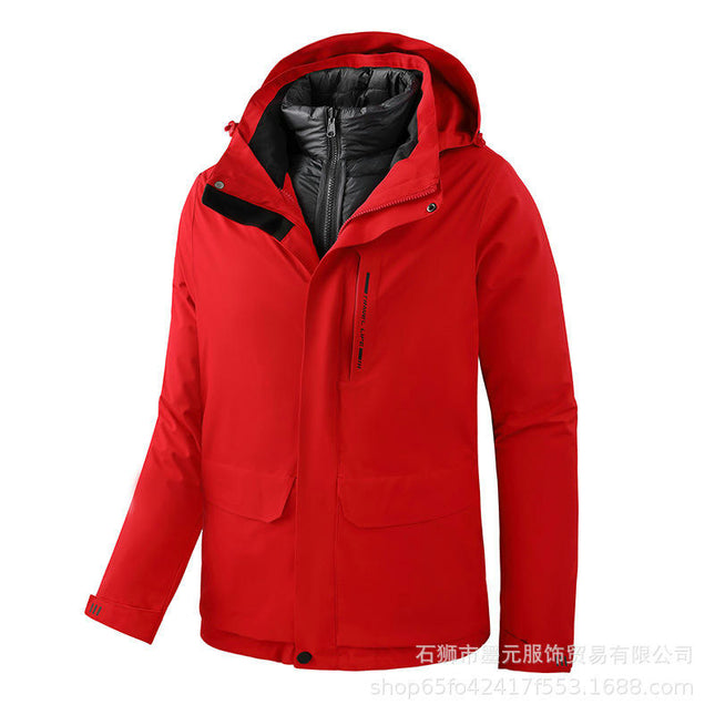 Winter Outdoor Three-In-One Jacket With Detachable Down Liner, Windproof and Rainproof Jacket