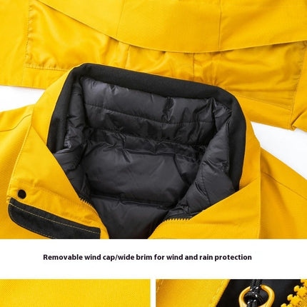 Winter Outdoor Three-In-One Jacket With Detachable Down Liner, Windproof and Rainproof Jacket