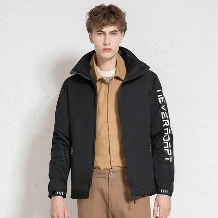 Waterproof 3-in-1 Ski Jacket, Winter Windproof Hooded Jacket with Inner Fleece Warm Coat