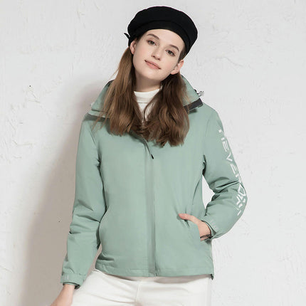 Waterproof 3-in-1 Ski Jacket, Winter Windproof Hooded Jacket with Inner Fleece Warm Coat