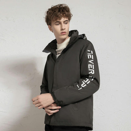 Waterproof 3-in-1 Ski Jacket, Winter Windproof Hooded Jacket with Inner Fleece Warm Coat