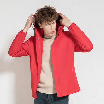 Waterproof 3-in-1 Ski Jacket, Winter Windproof Hooded Jacket with Inner Fleece Warm Coat