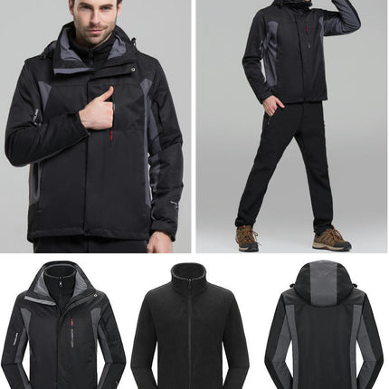 Outdoor Winter Jacket Three-In-One Mountaineering Clothing Fleece Cold-proof Warm Jacket