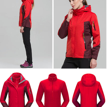 Outdoor Winter Jacket Three-In-One Mountaineering Clothing Fleece Cold-proof Warm Jacket