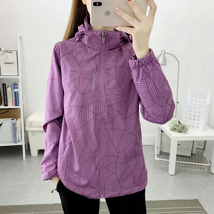 Women's Outdoor Waterproof Rain Jacket Softshell with Hooded Lightweight Windbreaker for Hiking