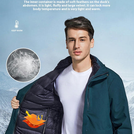 3 in 1 Jacket for Men and Women Outdoor Windproof and Waterproof with Removable Down Liner