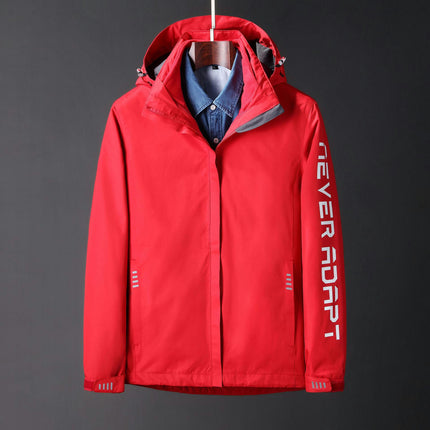 Men's Rain Jacket 3 In 1 Winter Ski Waterproof Windbreaker Hooded with Reflective Polar Fleece Jacket
