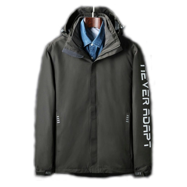 Men's Rain Jacket 3 In 1 Winter Ski Waterproof Windbreaker Hooded with Reflective Polar Fleece Jacket