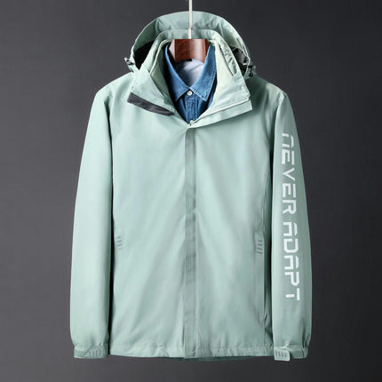 Men's Rain Jacket 3 In 1 Winter Ski Waterproof Windbreaker Hooded with Reflective Polar Fleece Jacket