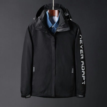 Men's Rain Jacket 3 In 1 Winter Ski Waterproof Windbreaker Hooded with Reflective Polar Fleece Jacket