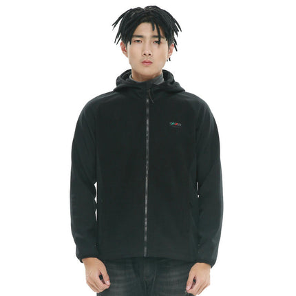 Women's Spring and Autumn Outdoor Windproof Warm Fleece Splicing Hooded Sports Sweater Jacket