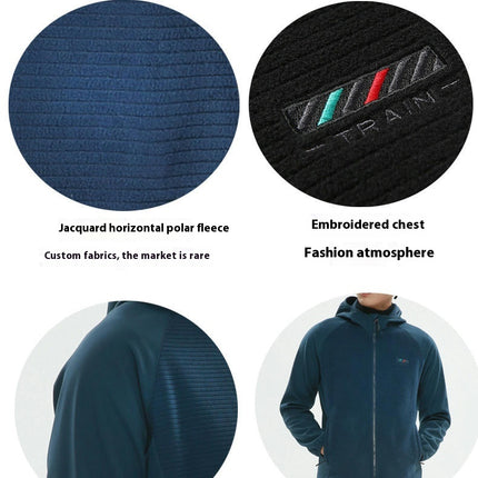 Women's Spring and Autumn Outdoor Windproof Warm Fleece Splicing Hooded Sports Sweater Jacket