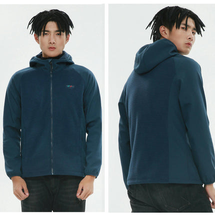 Women's Spring and Autumn Outdoor Windproof Warm Fleece Splicing Hooded Sports Sweater Jacket