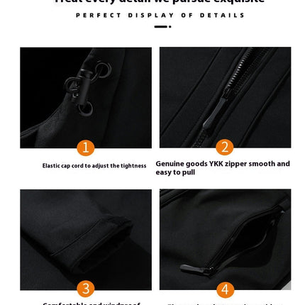 Outdoor One-piece Soft Shell Jacket Hooded Windproof and Rainproof  Mountaineering Jacket