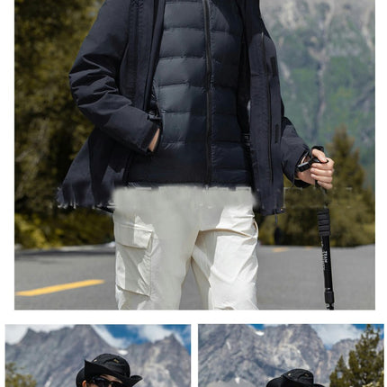 Men's and Women's Outdoor Jackets With Removable Down Lining 3 in 1 Waterproof and Windproof Jacket