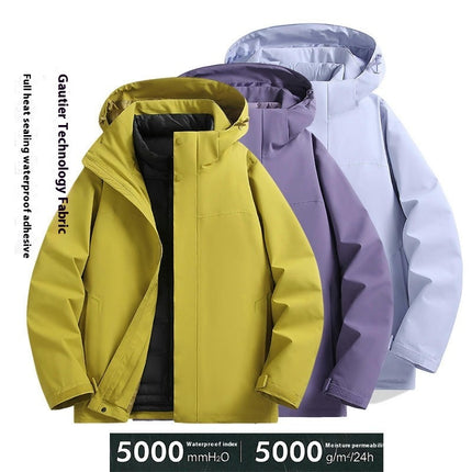 Men's and Women's Outdoor Jackets With Removable Down Lining 3 in 1 Waterproof and Windproof Jacket