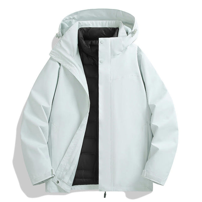 Outdoor Jacket Removable Down Liner Three-in-One Waterproof Windproof Jacket for Men and Women