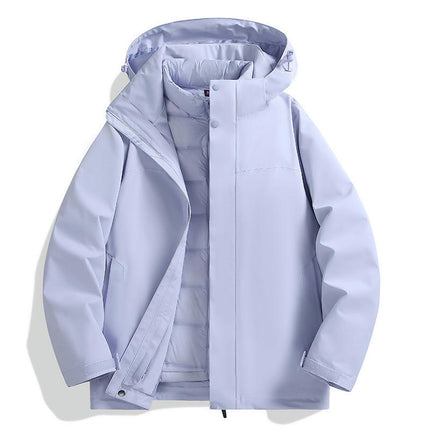 Outdoor Jacket Removable Down Liner Three-in-One Waterproof Windproof Jacket for Men and Women