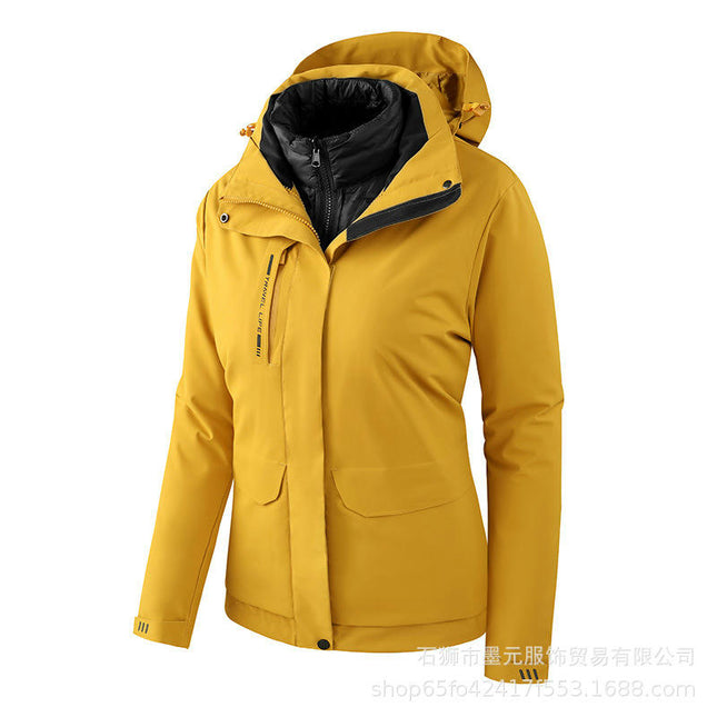 Men's Ski Jackets 3 in 1 Waterproof Winter Jackets Windproof Hooded with Inner Down Lining