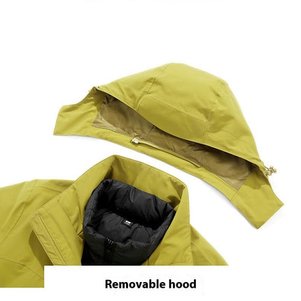 Outdoor Jacket Removable Down Liner Three-in-One Waterproof Windproof Jacket for Men and Women