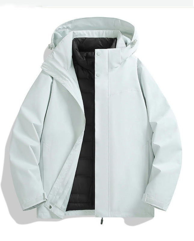 Outdoor Jacket Removable Down Liner Three-in-One Waterproof Windproof Jacket for Men and Women