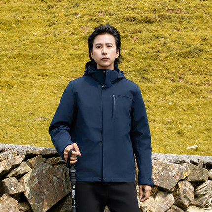 Men's Waterproof 3-in-1 Ski Jacket, Winter Windproof Hooded Jacket Warm jacket With Down Lining