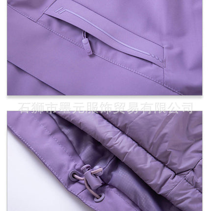 Men's Waterproof 3-in-1 Ski Jacket, Winter Windproof Hooded Jacket Warm jacket With Down Lining