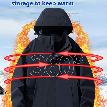 Men's and Women's Outdoor Windproof and Waterproof 3-In-1 Autumn and Winter Warm Jacket