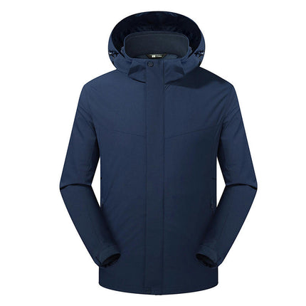Men's Waterproof 3-in-1 Ski Jacket, Winter Windproof Hooded Jacket with Inner Warm Coat