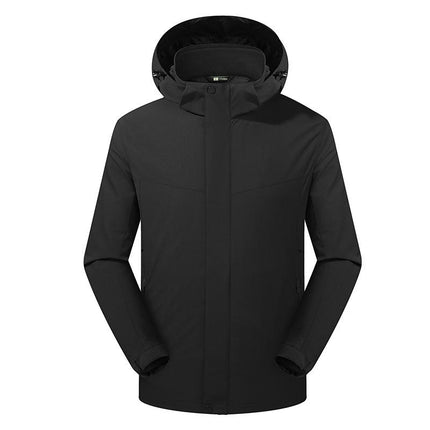 Men's Waterproof 3-in-1 Ski Jacket, Winter Windproof Hooded Jacket with Inner Warm Coat