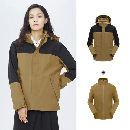 Three-In-One Waterproof Jacket for Men and Women, Windproof and Warm Mountaineering Suit