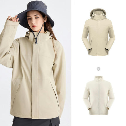 Three-In-One Waterproof Jacket for Men and Women, Windproof and Warm Mountaineering Suit