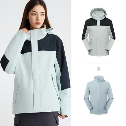 Three-In-One Waterproof Jacket for Men and Women, Windproof and Warm Mountaineering Suit