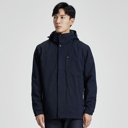 Windproof and Waterproof 3-In-1 Casual Jacket - Warm Ski Jacket with Detachable Hood