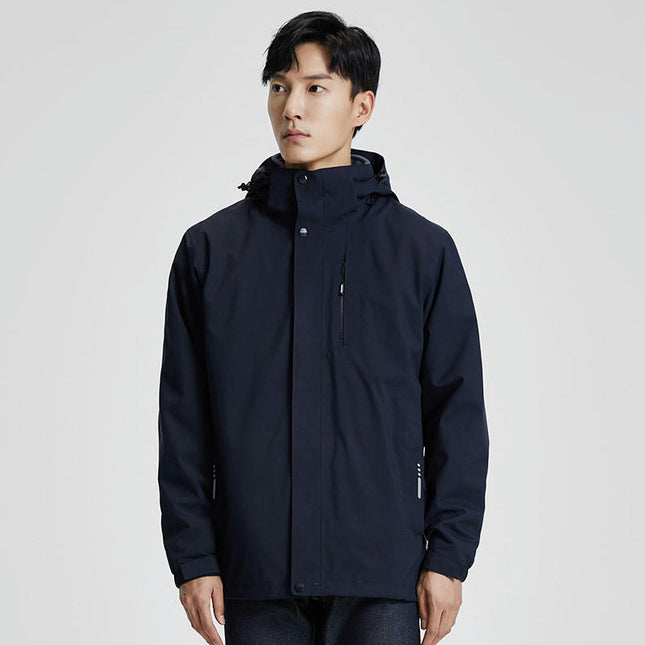 Windproof and Waterproof 3-In-1 Casual Jacket - Warm Ski Jacket with Detachable Hood
