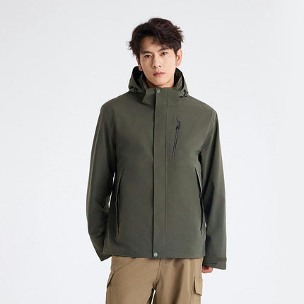 Windproof and Waterproof 3-In-1 Casual Jacket - Warm Ski Jacket with Detachable Hood 1