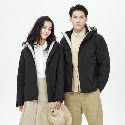 Windproof and Waterproof 3-In-1 Casual Jacket - Warm Ski Jacket with Detachable Hood