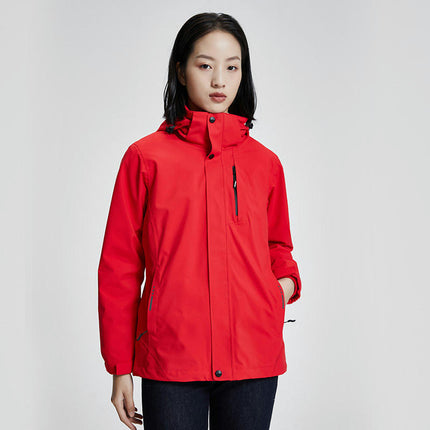 Windproof and Waterproof 3-In-1 Casual Jacket - Warm Ski Jacket with Detachable Hood