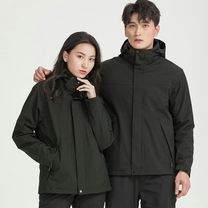 Men's and women's Outdoor 3-in-1 Jacket with Removable Fleece Liner, Windproof and Waterproof