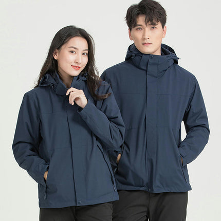 Men's and women's Outdoor 3-in-1 Jacket with Removable Fleece Liner, Windproof and Waterproof
