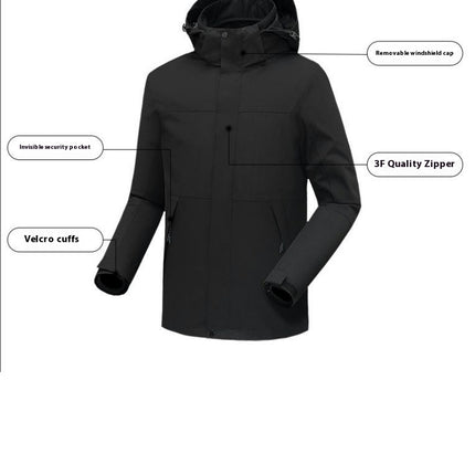 Men's and women's Outdoor 3-in-1 Jacket with Removable Fleece Liner, Windproof and Waterproof