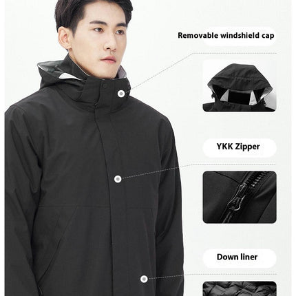Men's Outdoor Jacket 3 In 1 Removable Down Liner Windproof and Waterproof Jacket