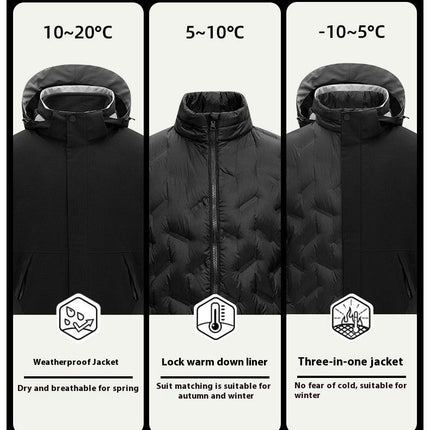 Men's Outdoor Jacket 3 In 1 Removable Down Liner Windproof and Waterproof Jacket