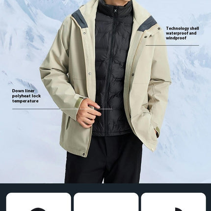 Men's and Women's 3-In-1 Jacket - Outdoor Hiking And Mountaineering Windproof and Waterproof Jacket