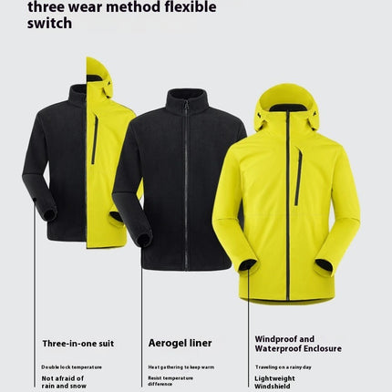 Couple 3 in 1 Jacket Men's Outdoor Mountaineering Clothes Women's Hiking Loose Windproof Waterproof Jacket