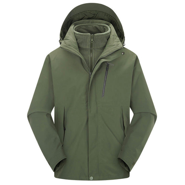 Men's Mountain Ski Jacket 3 in 1 Waterproof Winter Warm Snow Jacket Hooded Rain Coat 2